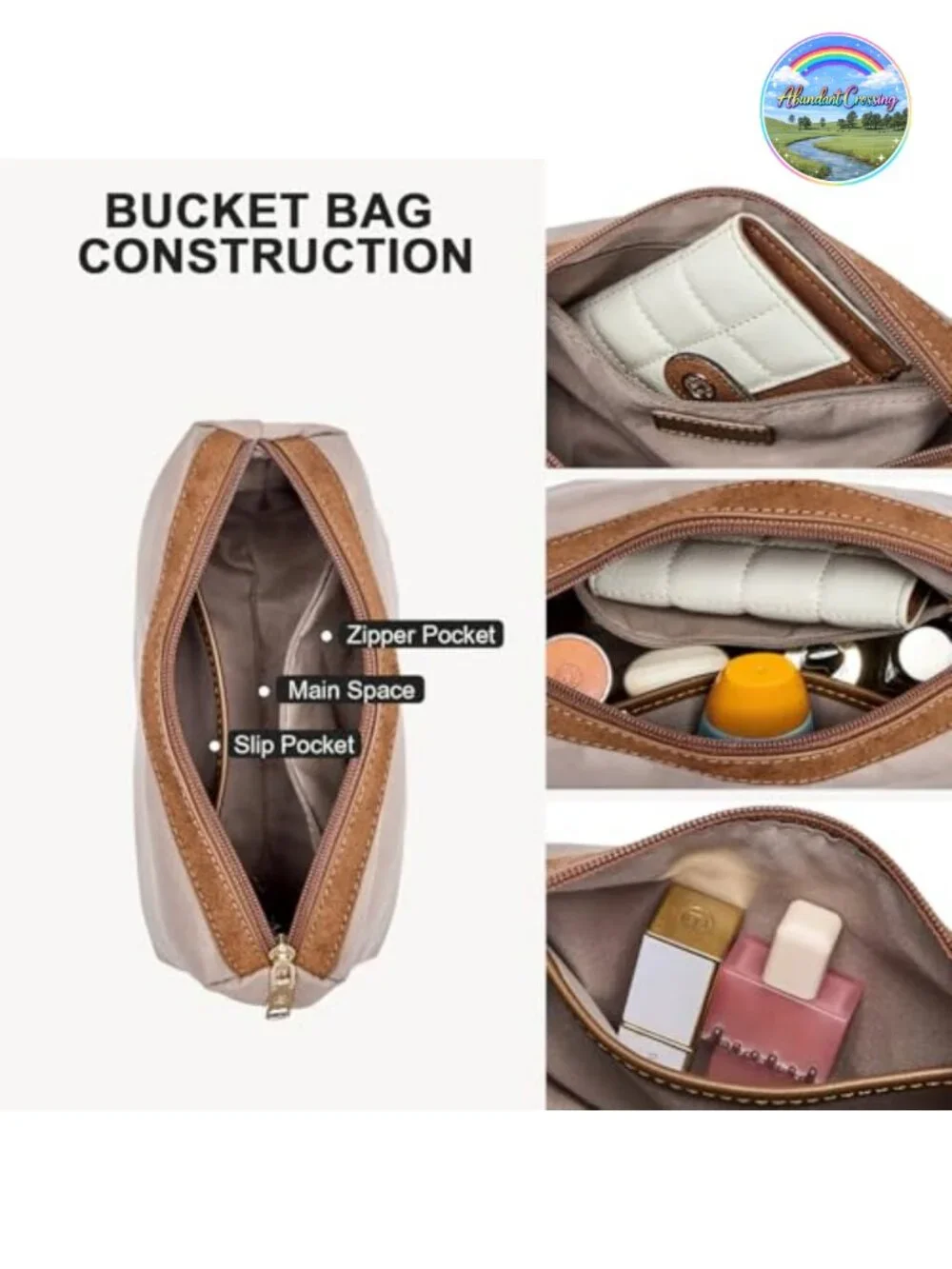 Women's Faux Leather Bucket Bag with Adjustable Strap